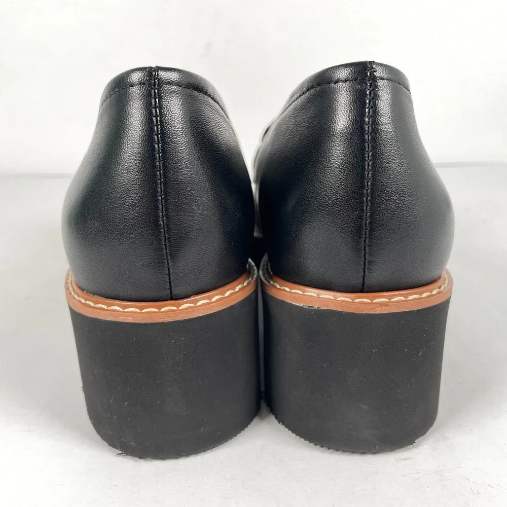 Naturalizer Desi Loafers Womens Size 9 M Black Leather Lug Sole Platform Shoes